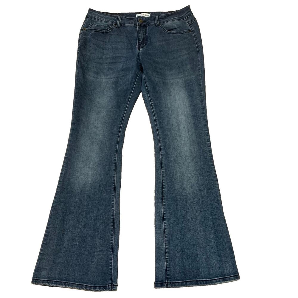 Love Soho Flare Jeans Mid Rise Womens Size 13 33x31 Blue Stretch Denim